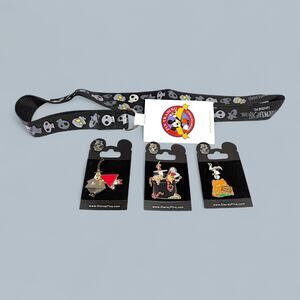 Disney Nightmare Before Christmas Articulated / Moving Pin Set Of 3 & Lanyard
